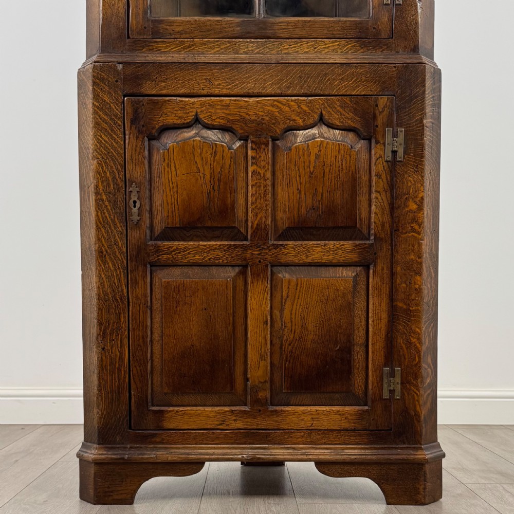 Antique 20th Century Fine Quality Glazed Oak Corner Cabinet  View VI