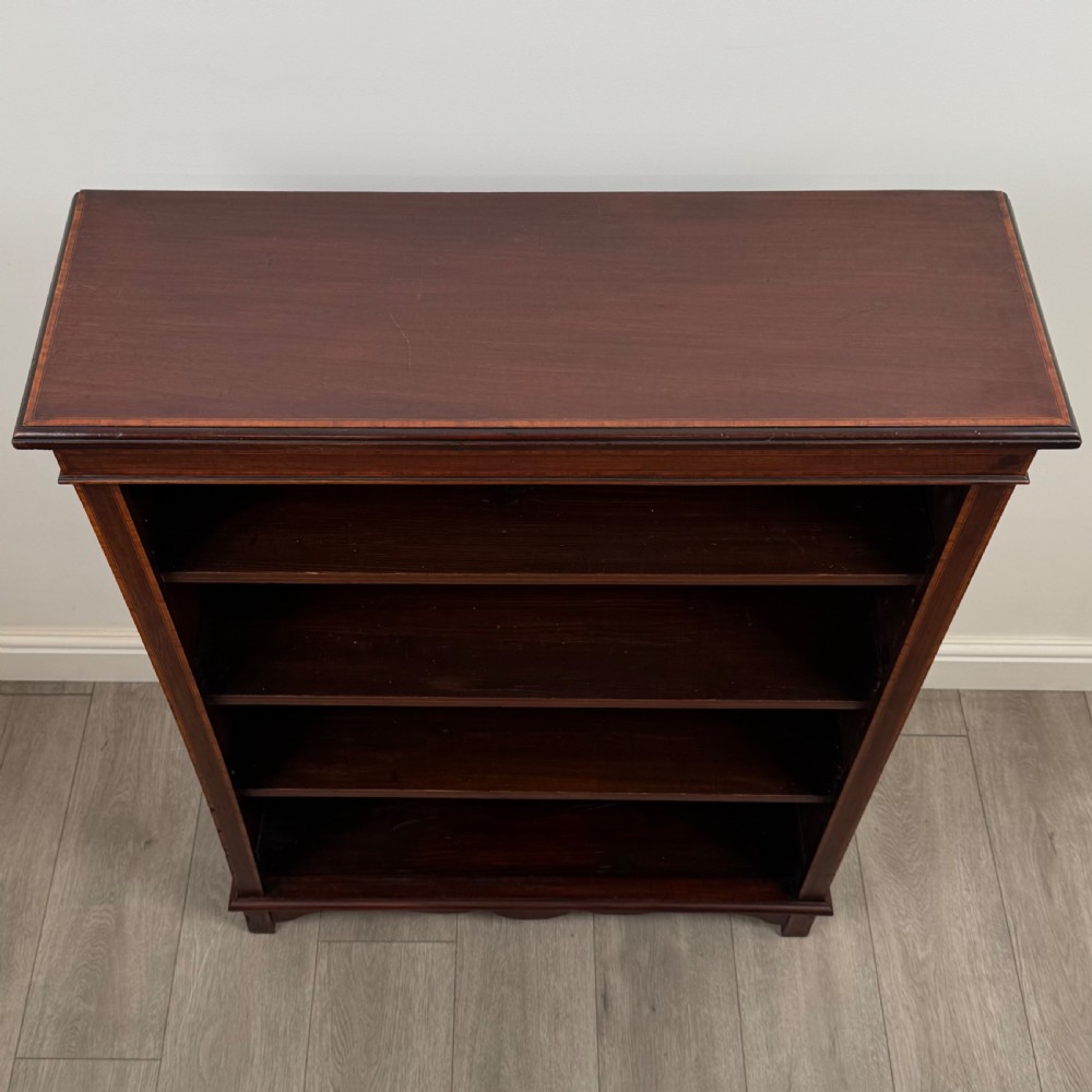 Antique 20th Century Inlaid Open Bookcase In Mahogany  View X