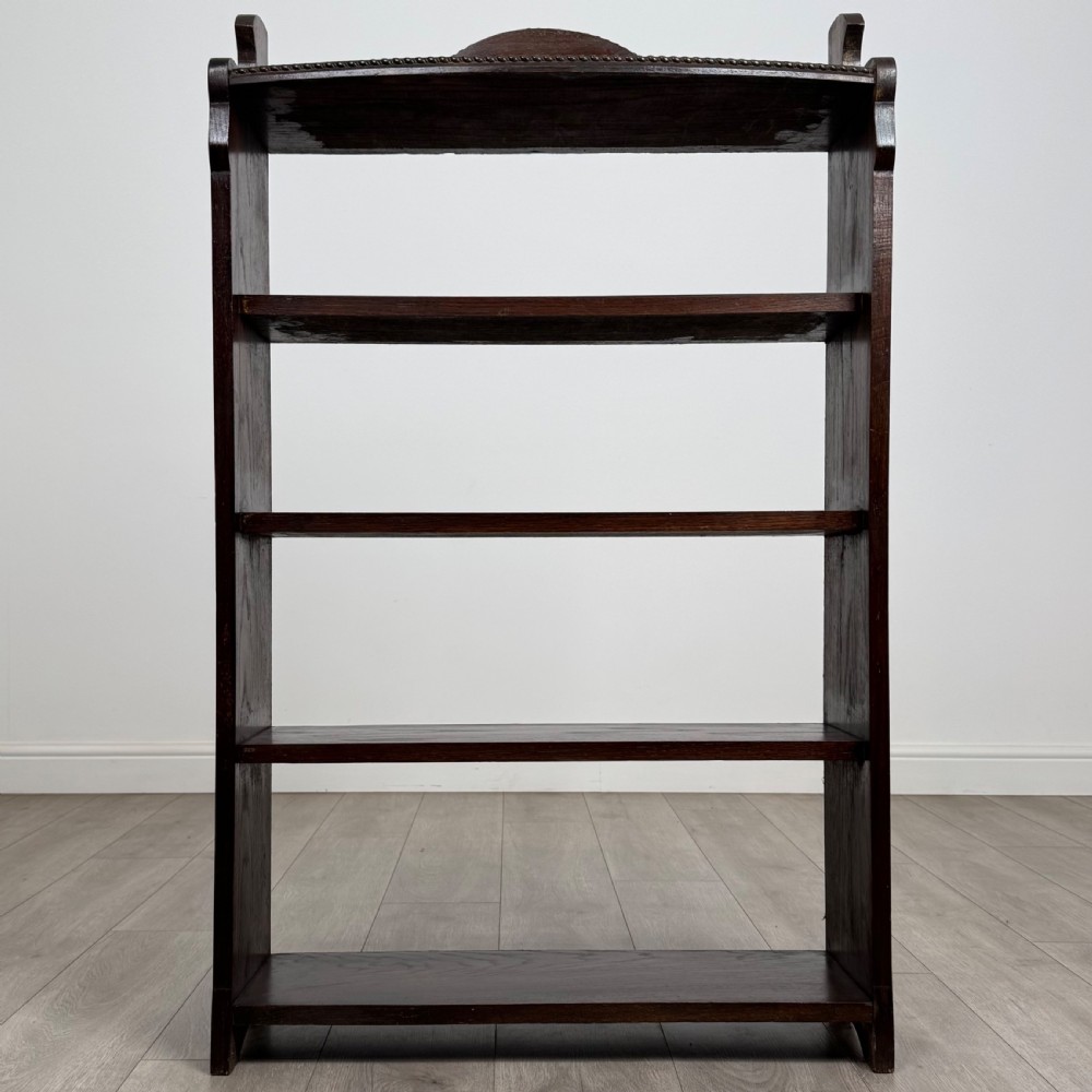 Antique 20th Century Good Quality Open Bookcase In Oak View II