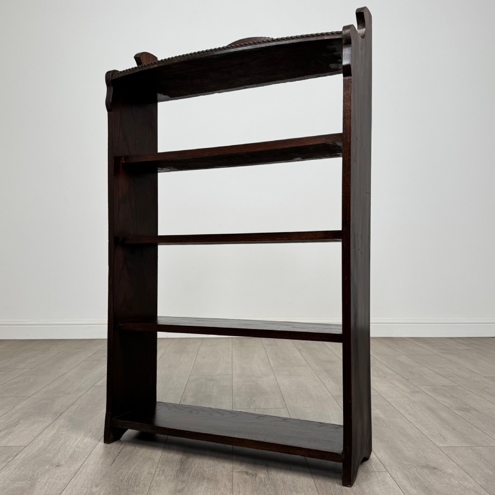 Antique 20th Century Good Quality Open Bookcase In Oak View III