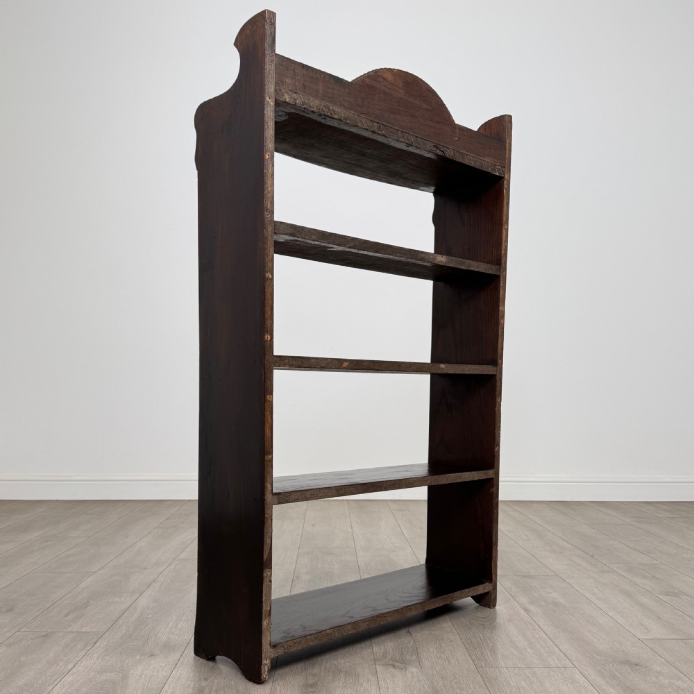 Antique 20th Century Good Quality Open Bookcase In Oak View V