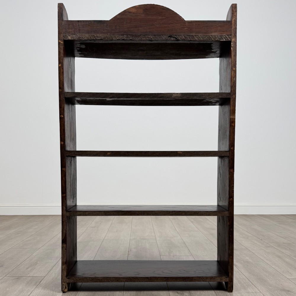 Antique 20th Century Good Quality Open Bookcase In Oak View VI