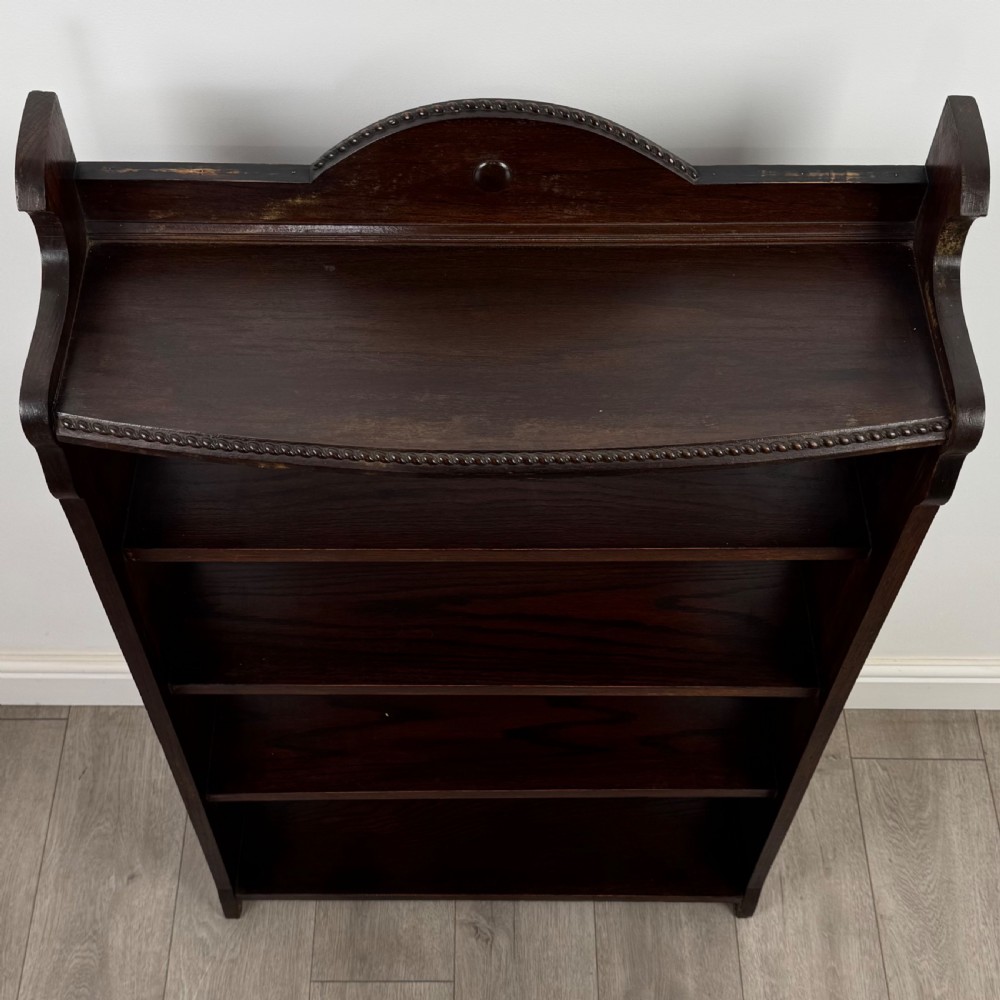 Antique 20th Century Good Quality Open Bookcase In Oak View VII