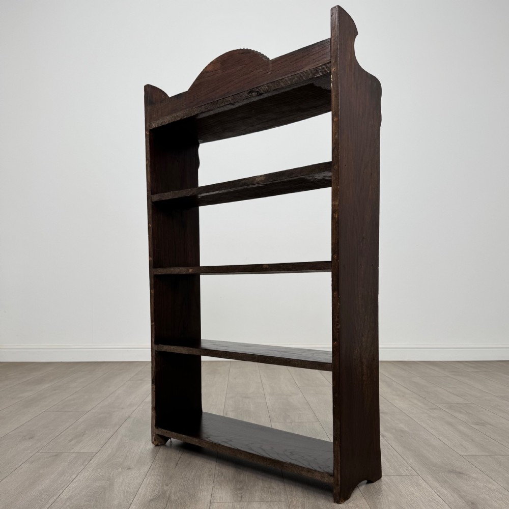 Antique 20th Century Good Quality Open Bookcase In Oak View VIII