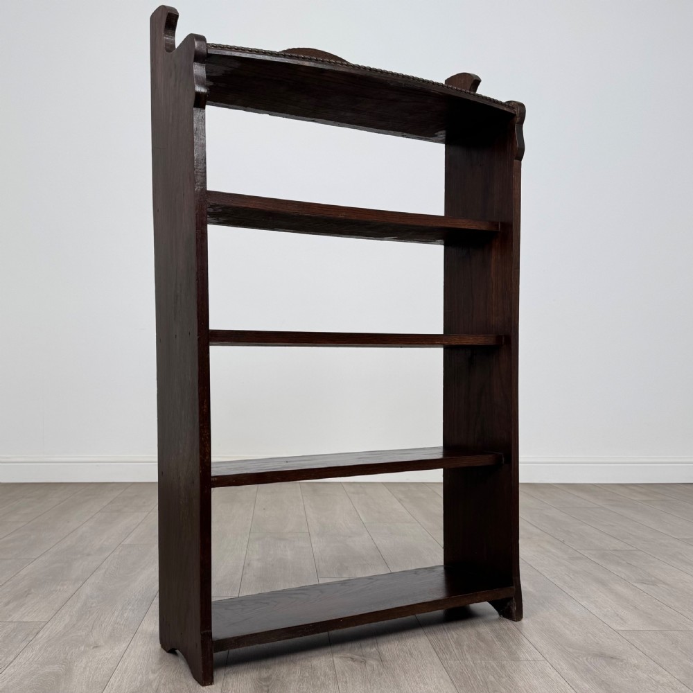 Antique 20th Century Good Quality Open Bookcase In Oak View X
