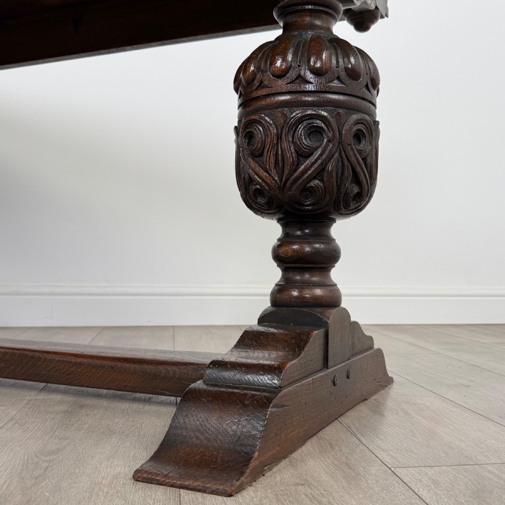 Antique 20th Century Jacobean Style Oak Dining Table  View VI