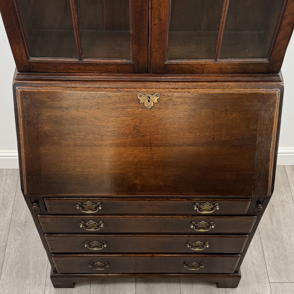 Antique 20th Century Good Quality Bureau Bookcase In Oak View XI