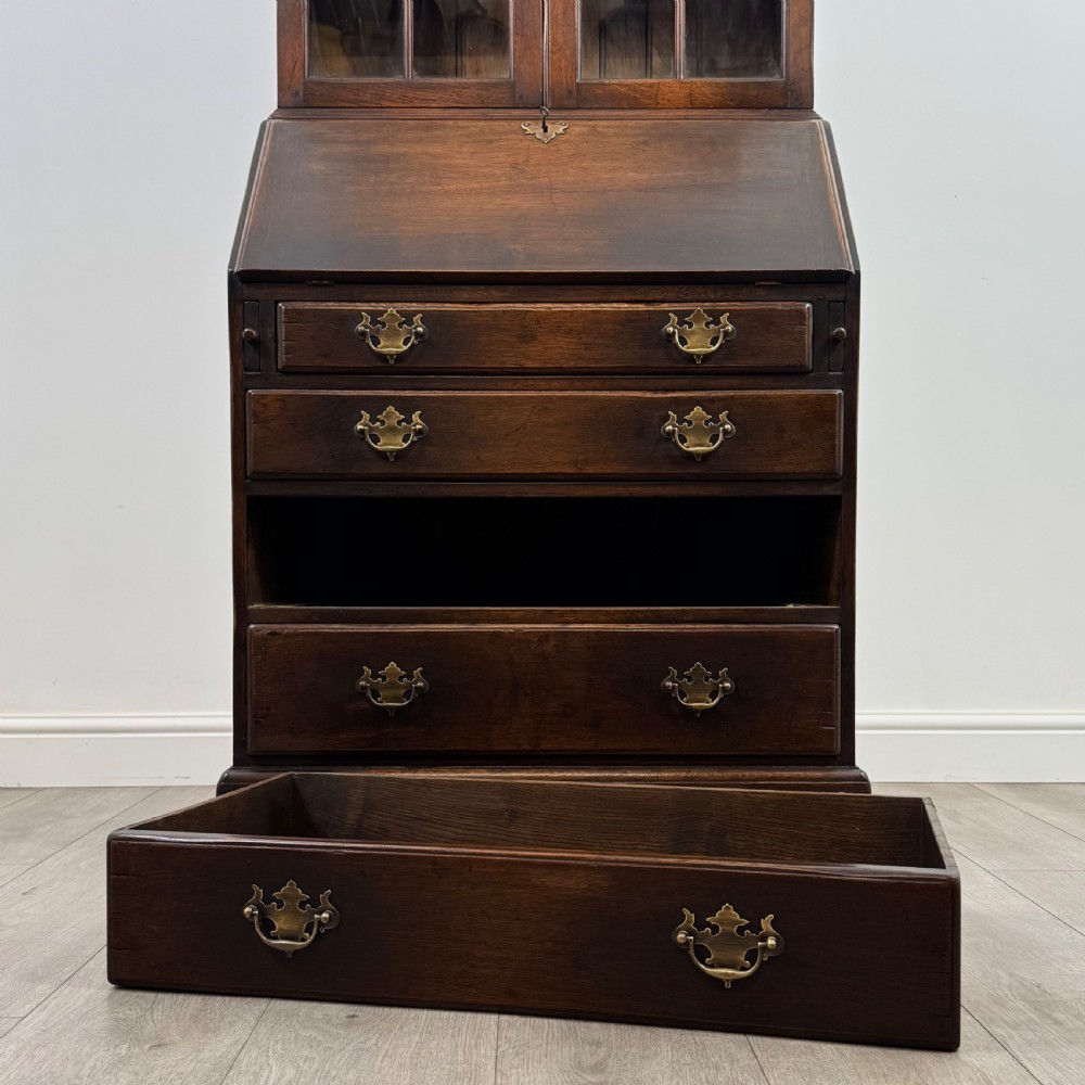 Antique 20th Century Good Quality Bureau Bookcase In Oak View XIII