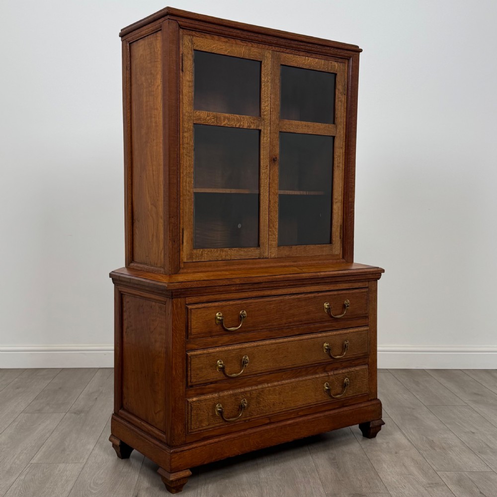 Antique 20th Century Fine Quality Unique Display Cabinet In Oak View X
