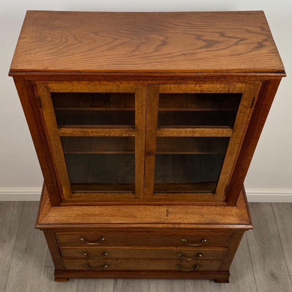 Antique 20th Century Fine Quality Unique Display Cabinet In Oak View XI
