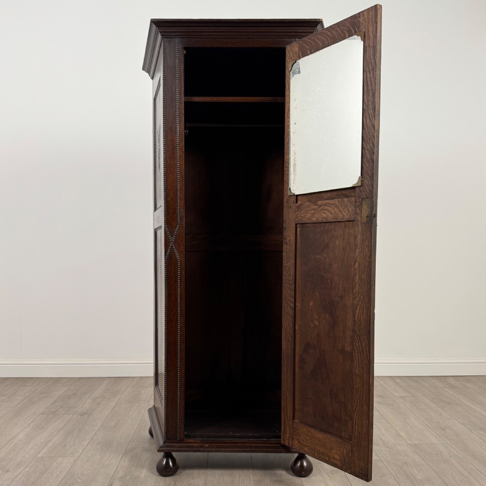  Antique 20th Century Jacobean Style Wardrobe In Oak  View II