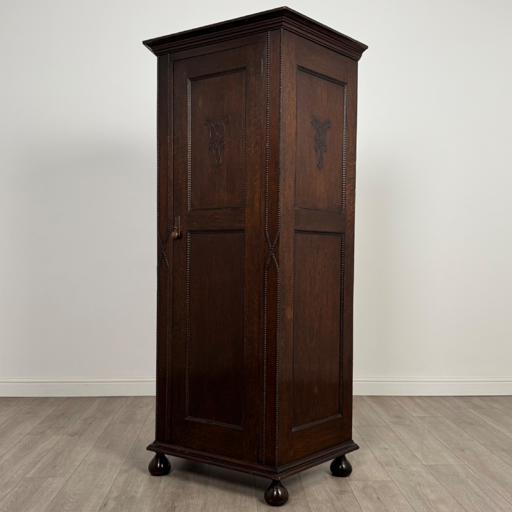  Antique 20th Century Jacobean Style Wardrobe In Oak  View III