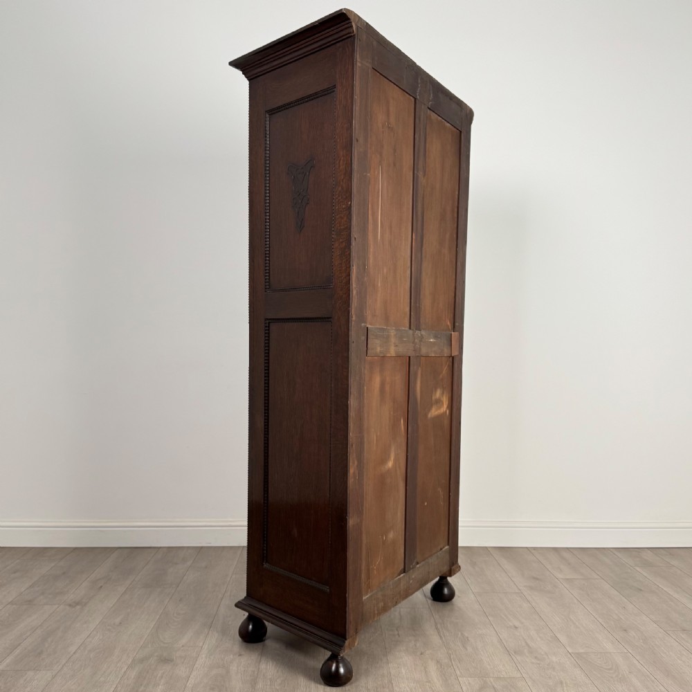  Antique 20th Century Jacobean Style Wardrobe In Oak  View V