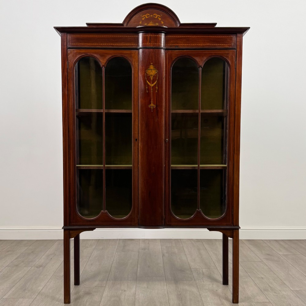 Antique 20th Century Inlaid Display Cabinet In Mahogany View II