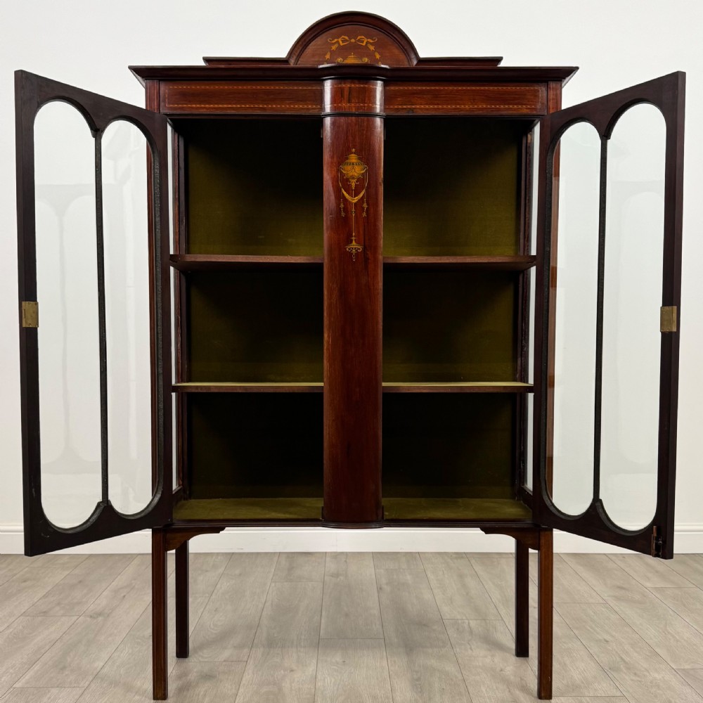 Antique 20th Century Inlaid Display Cabinet In Mahogany View III
