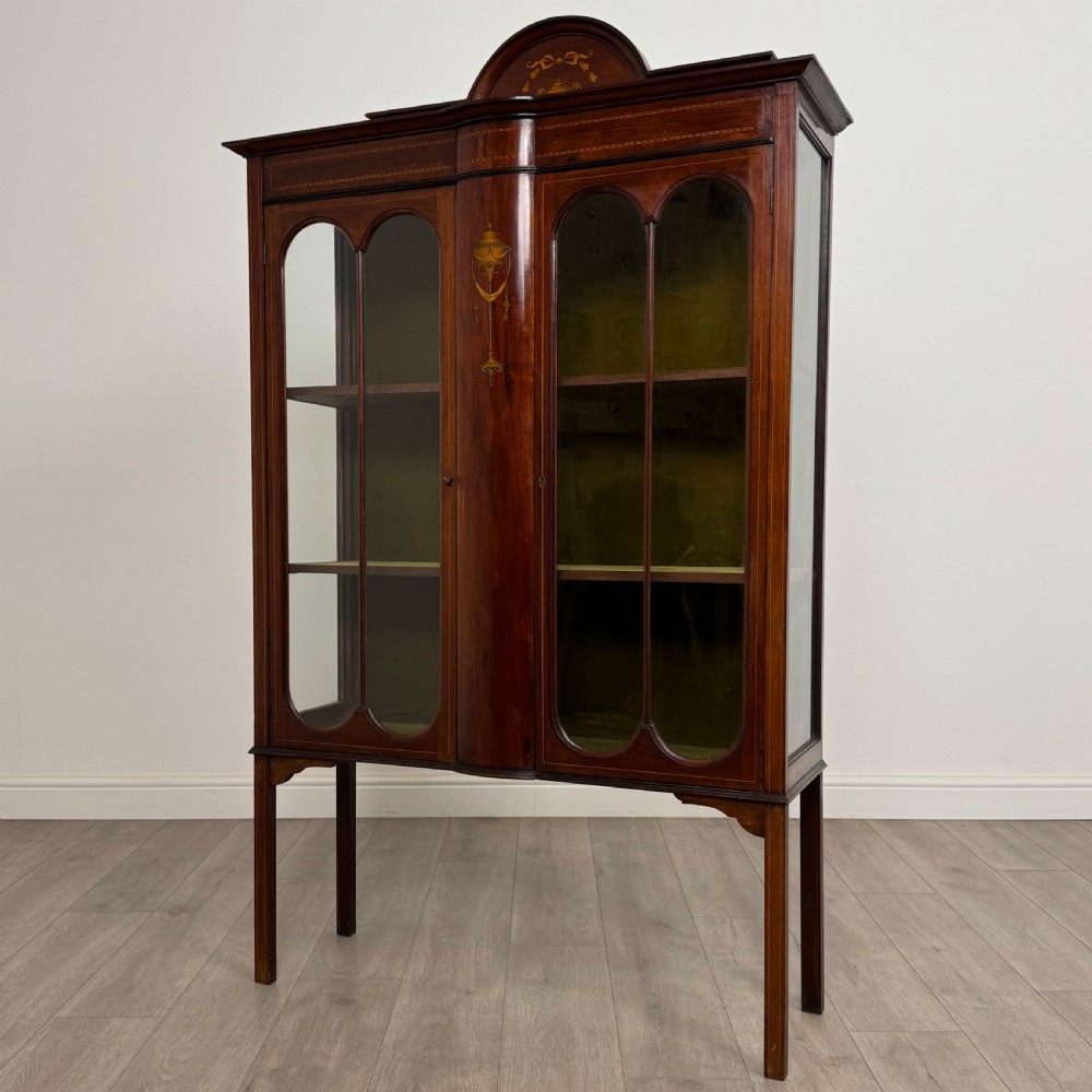 Antique 20th Century Inlaid Display Cabinet In Mahogany View IV