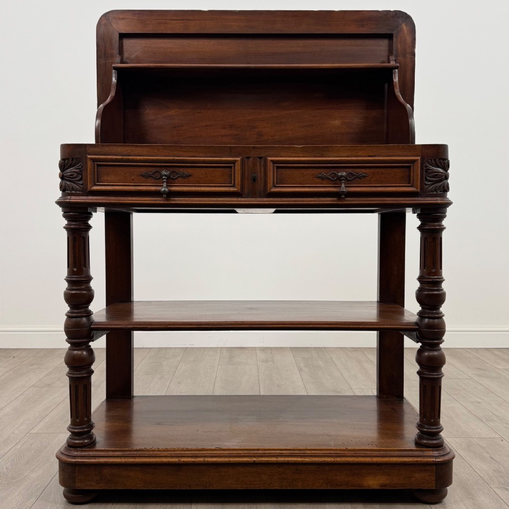 Antique 19th Century Unique French Marble Top Buffet In Walnut View II