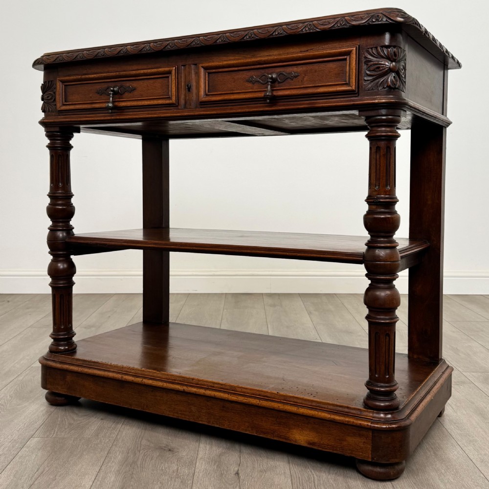 Antique 19th Century Unique French Marble Top Buffet In Walnut View III