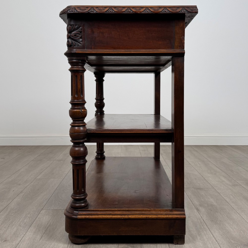 Antique 19th Century Unique French Marble Top Buffet In Walnut View IV