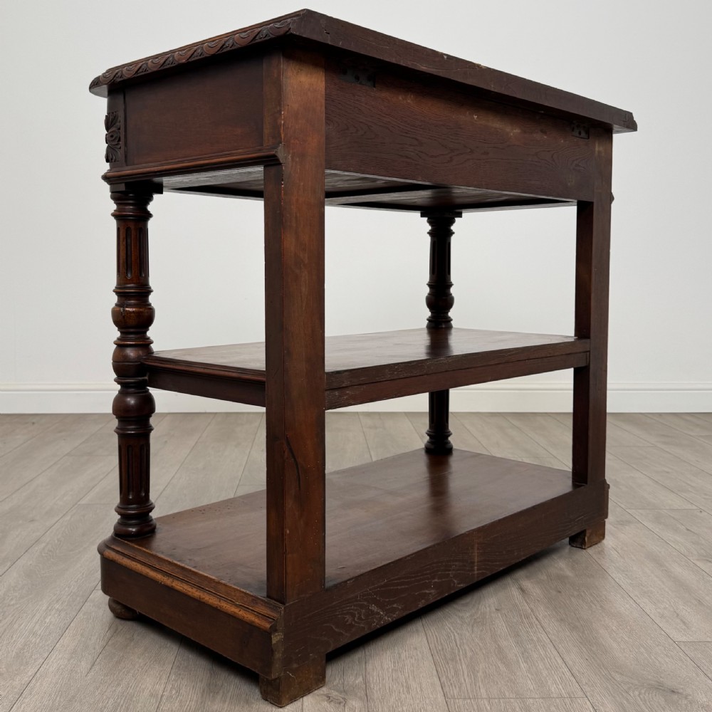 Antique 19th Century Unique French Marble Top Buffet In Walnut View V