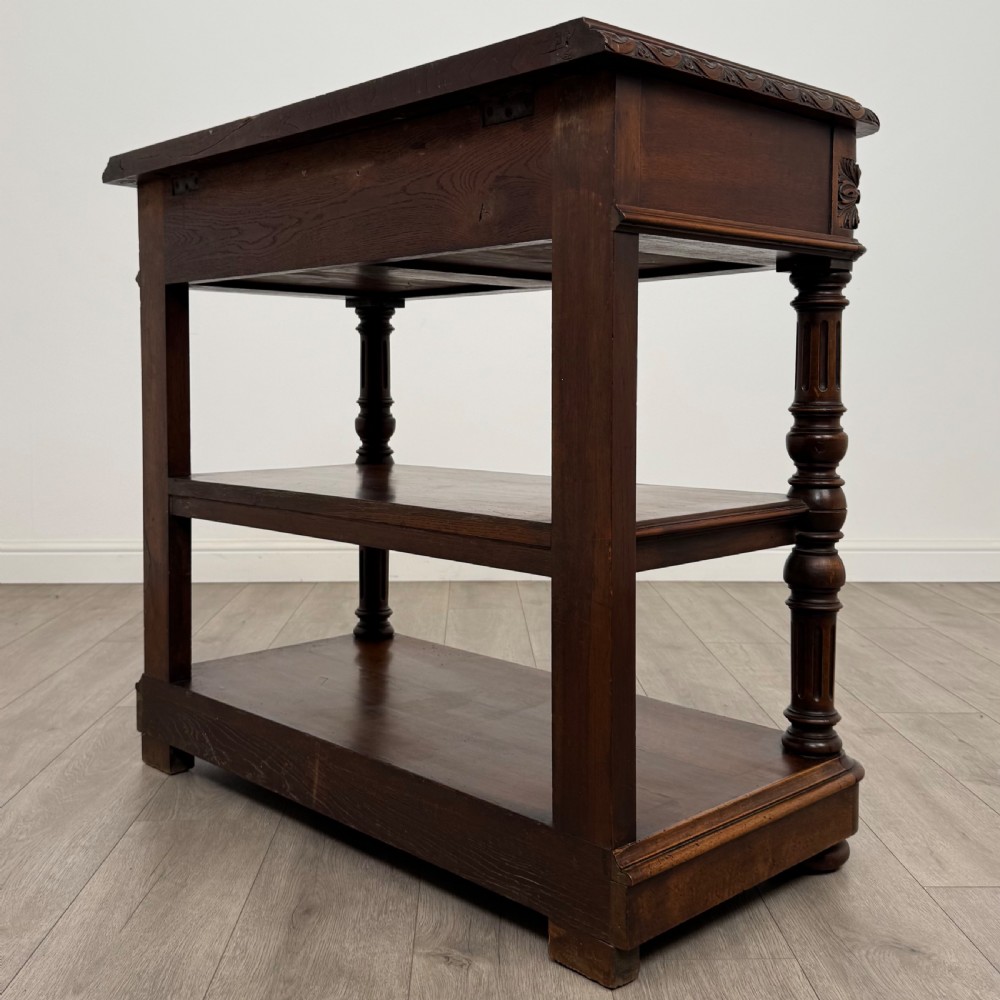 Antique 19th Century Unique French Marble Top Buffet In Walnut View VII