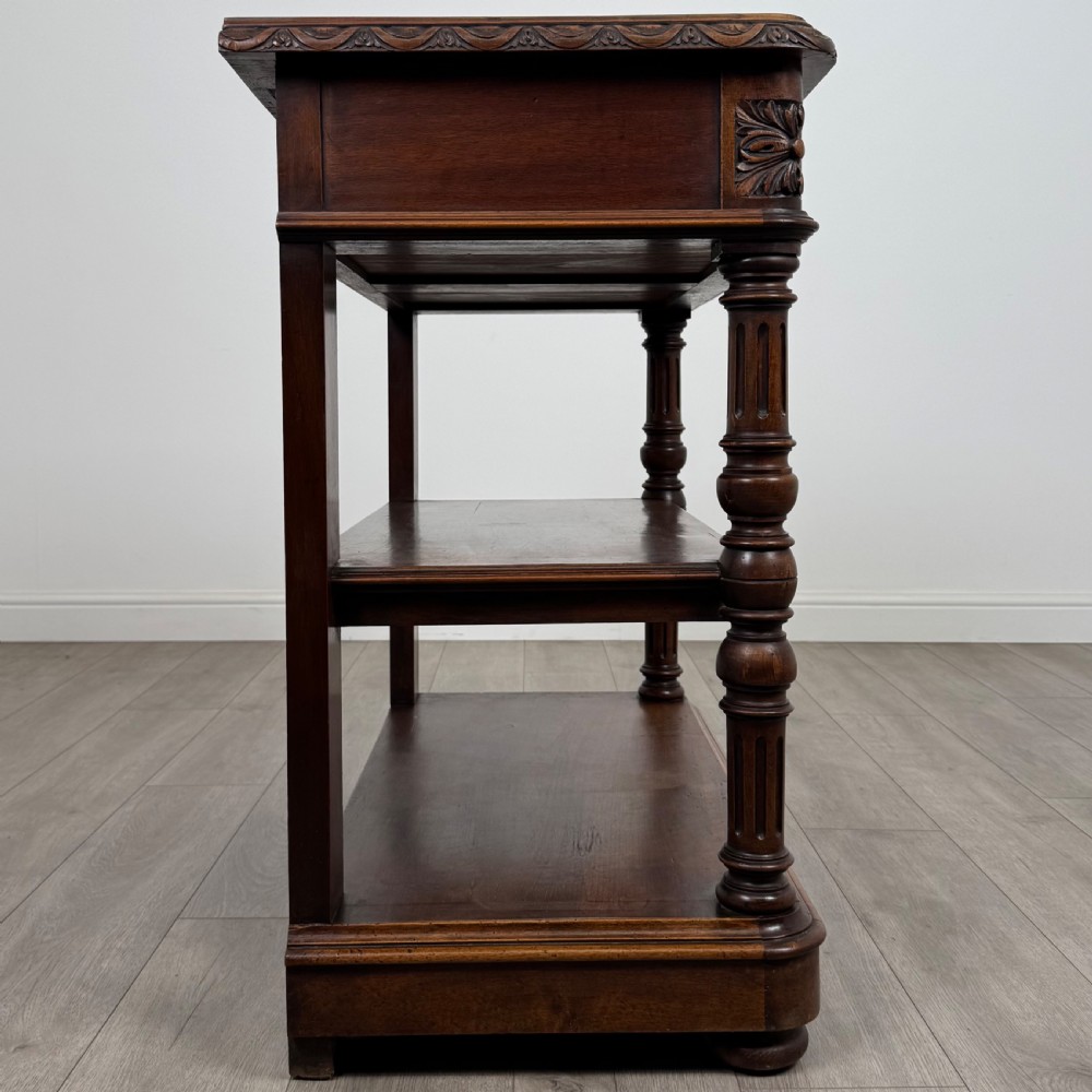 Antique 19th Century Unique French Marble Top Buffet In Walnut View VIII
