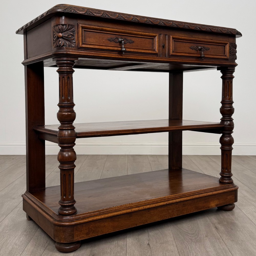 Antique 19th Century Unique French Marble Top Buffet In Walnut View IX