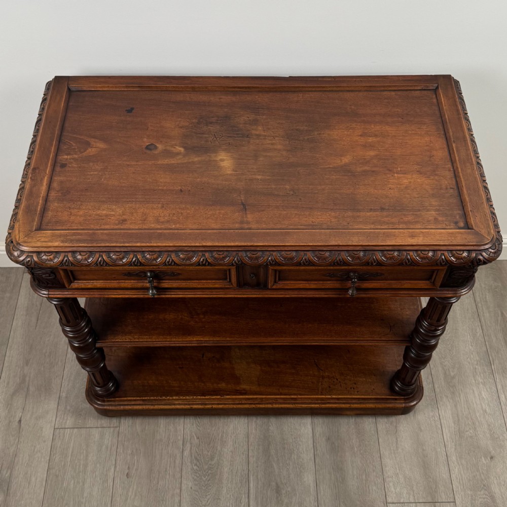 Antique 19th Century Unique French Marble Top Buffet In Walnut View X