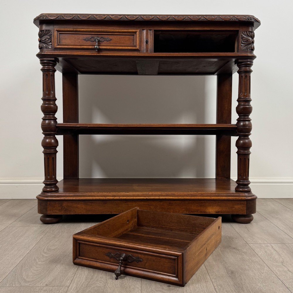 Antique 19th Century Unique French Marble Top Buffet In Walnut View XII