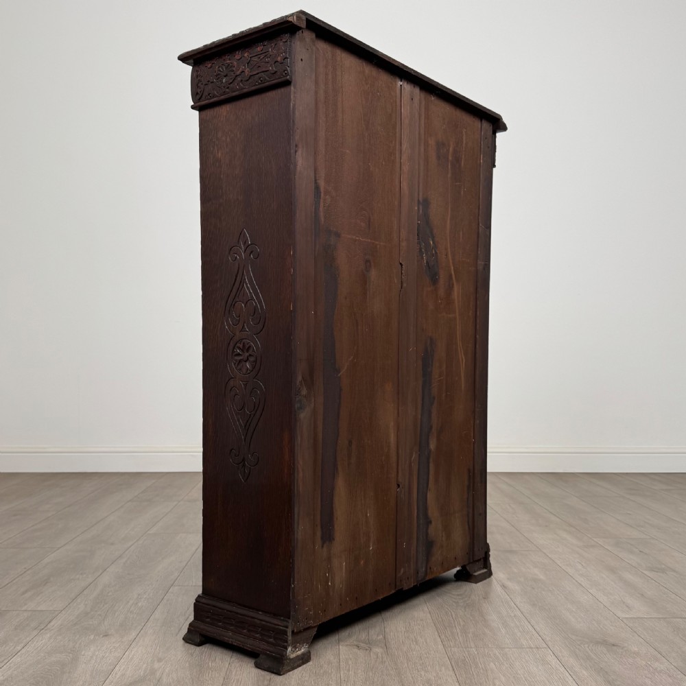 Antique 19th Century Small Carved Oak Bookcase  View V