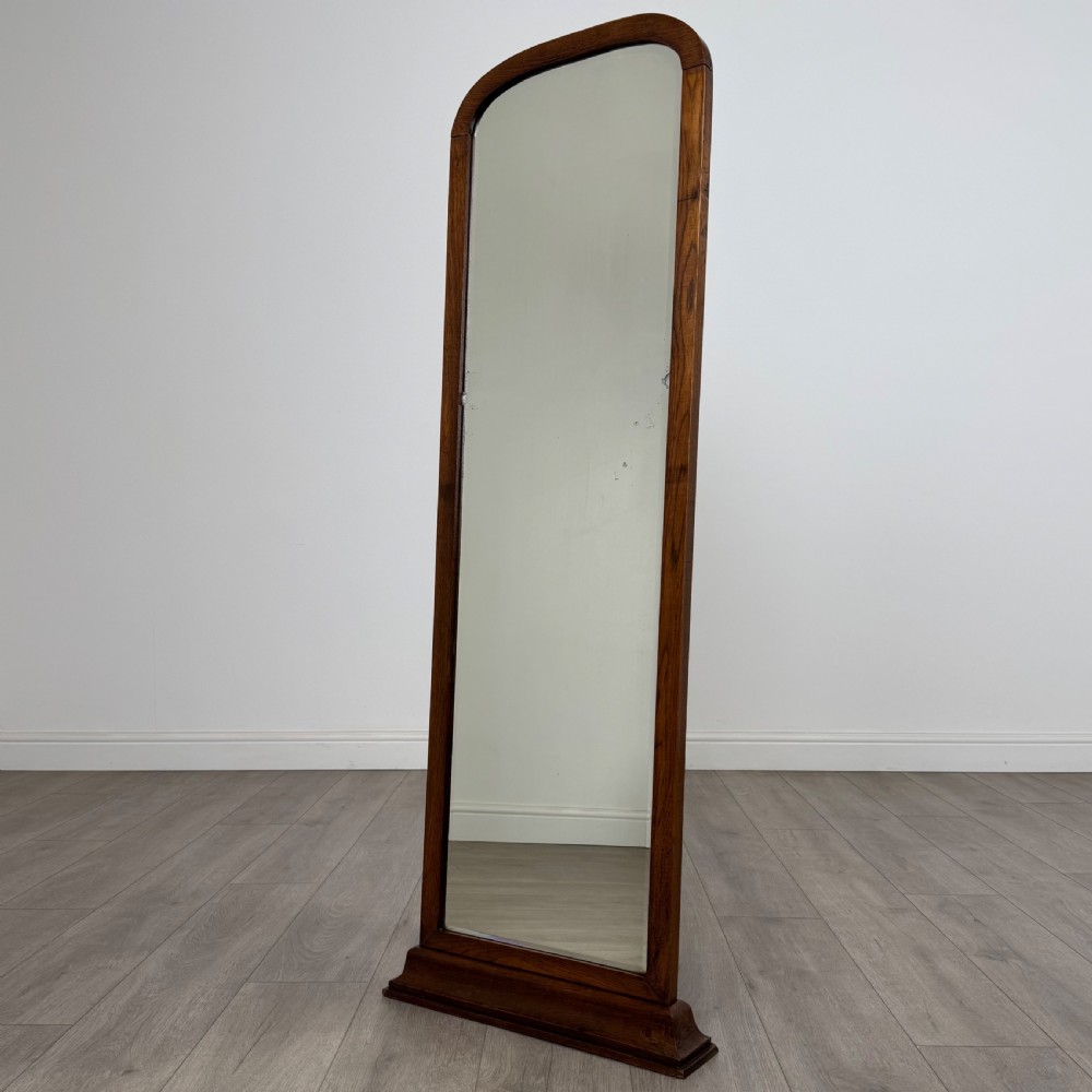 Antique 20th Century Floor Standing Dressing Mirror In Oak 