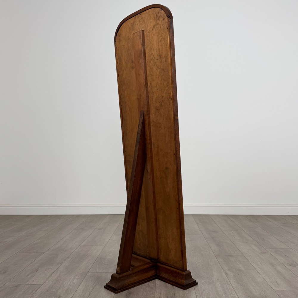 Antique 20th Century Floor Standing Dressing Mirror In Oak  View V