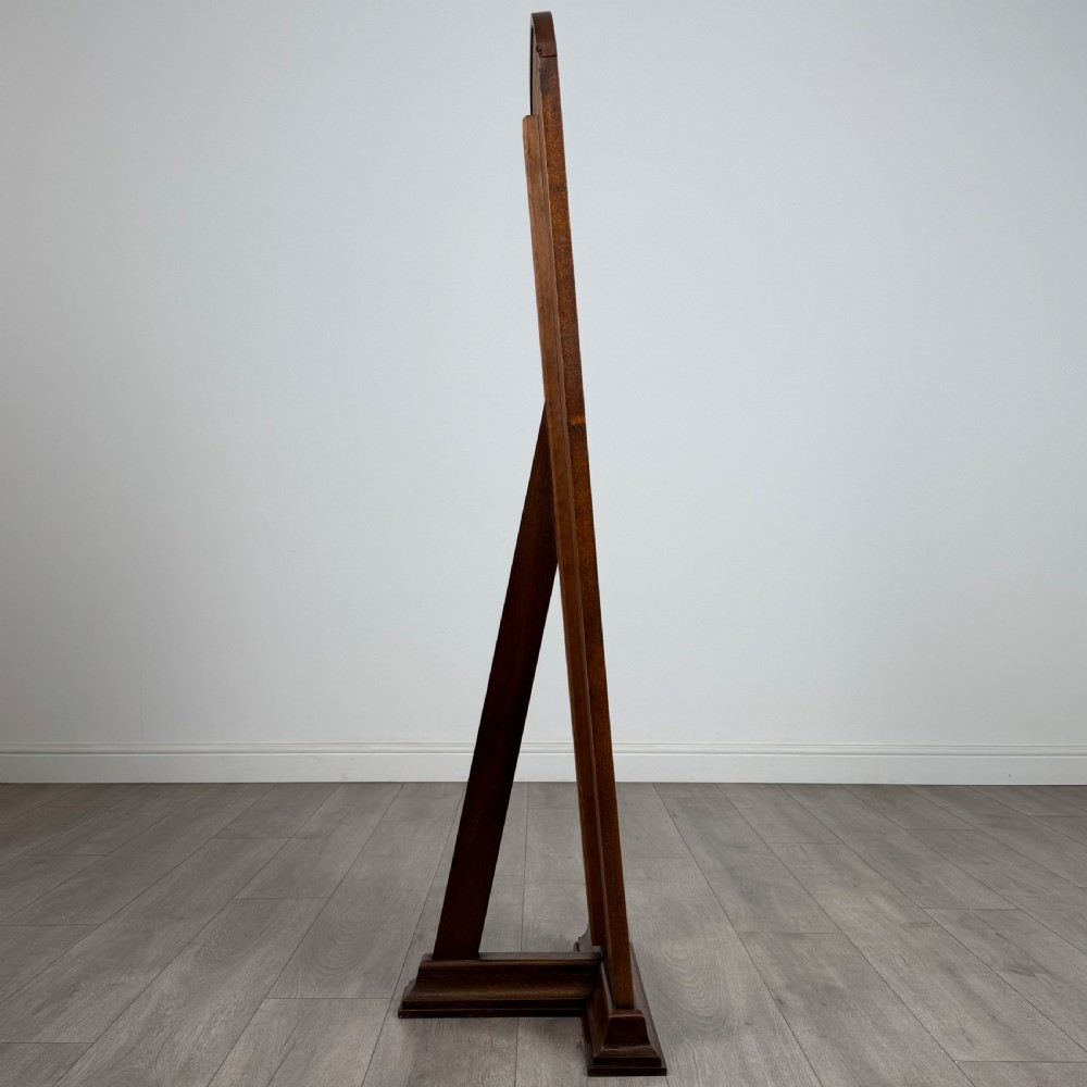 Antique 20th Century Floor Standing Dressing Mirror In Oak  View VI