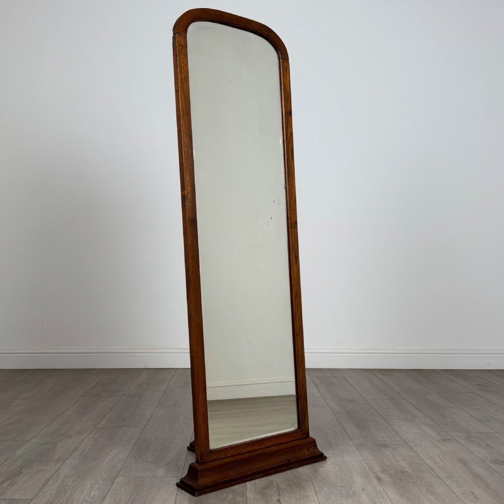 Antique 20th Century Floor Standing Dressing Mirror In Oak  View VII