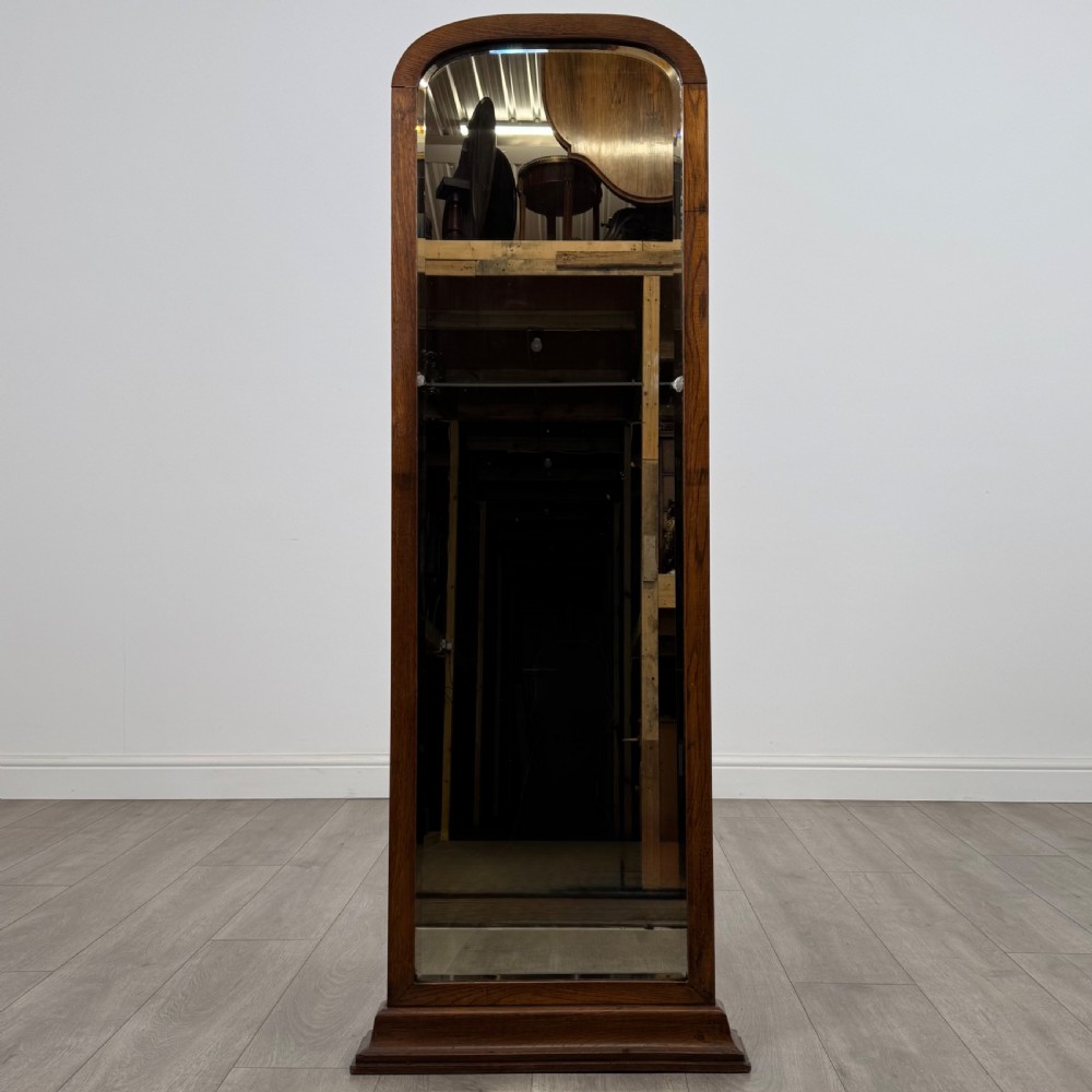 Antique 20th Century Floor Standing Dressing Mirror In Oak  View VIII