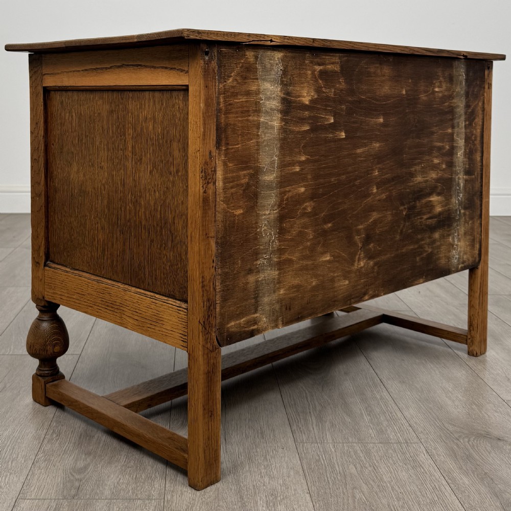 Antique 20th Century Good Quality Low Chest Of Drawers In Oak  View IV