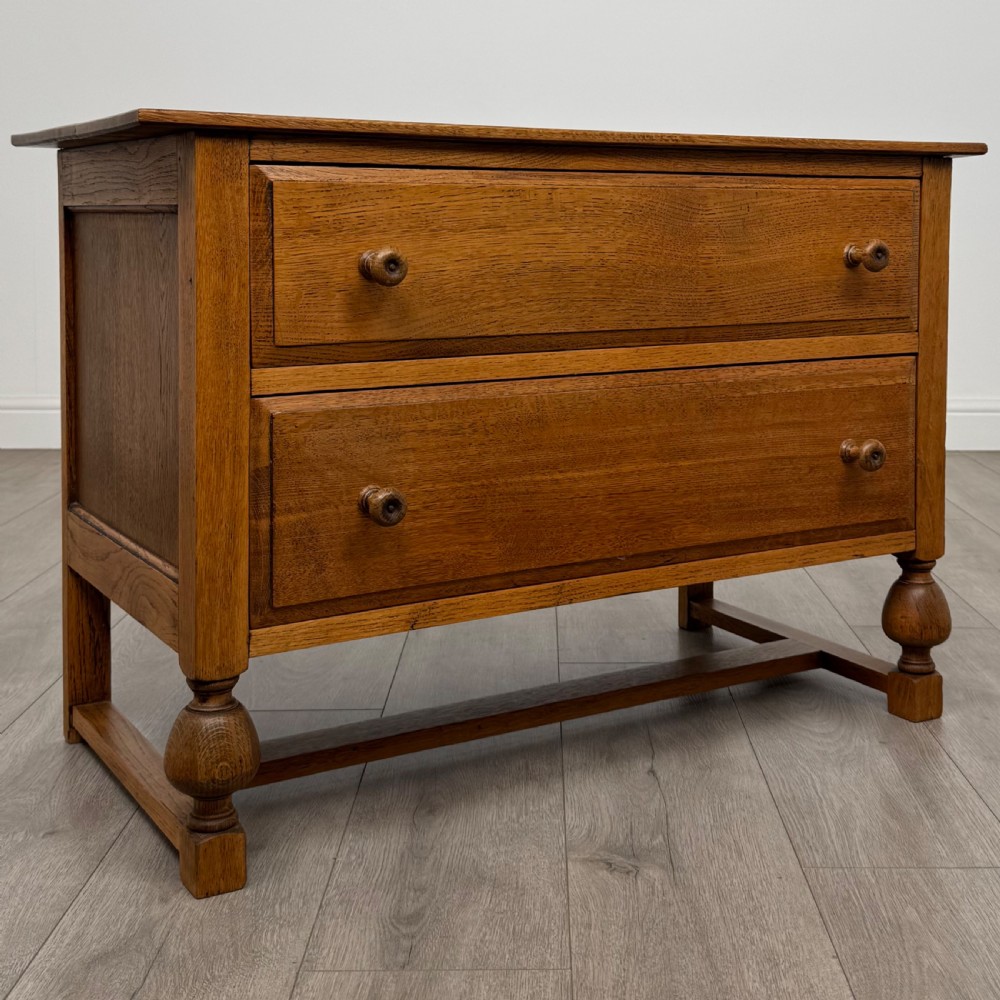 Antique 20th Century Good Quality Low Chest Of Drawers In Oak  View IX