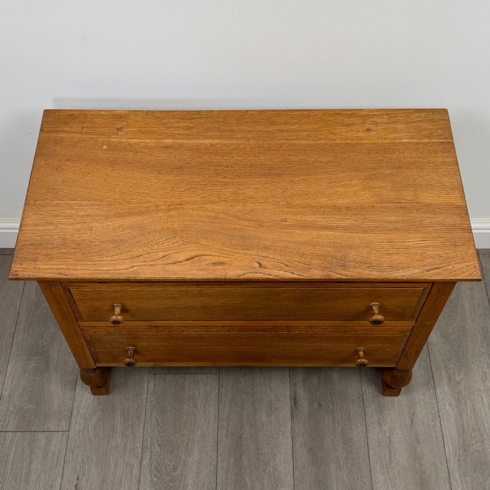 Antique 20th Century Good Quality Low Chest Of Drawers In Oak  View X