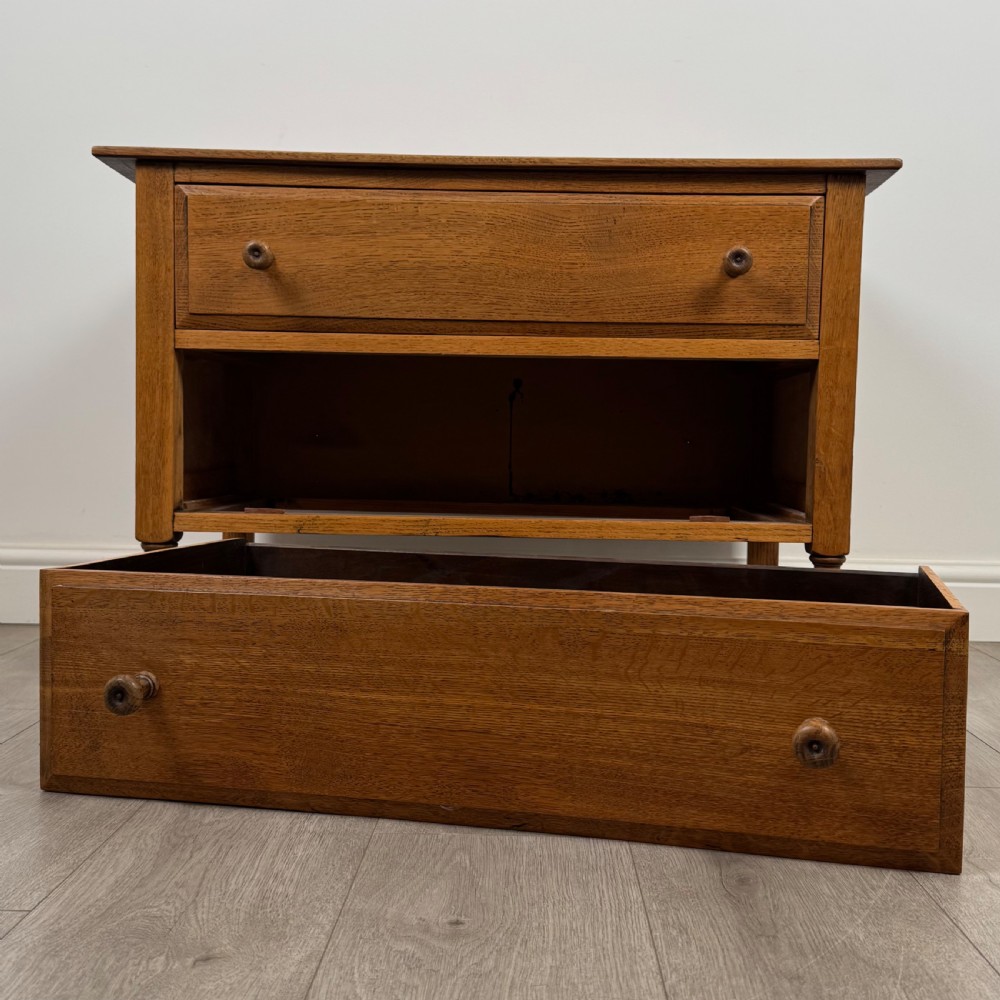 Antique 20th Century Good Quality Low Chest Of Drawers In Oak  View XI