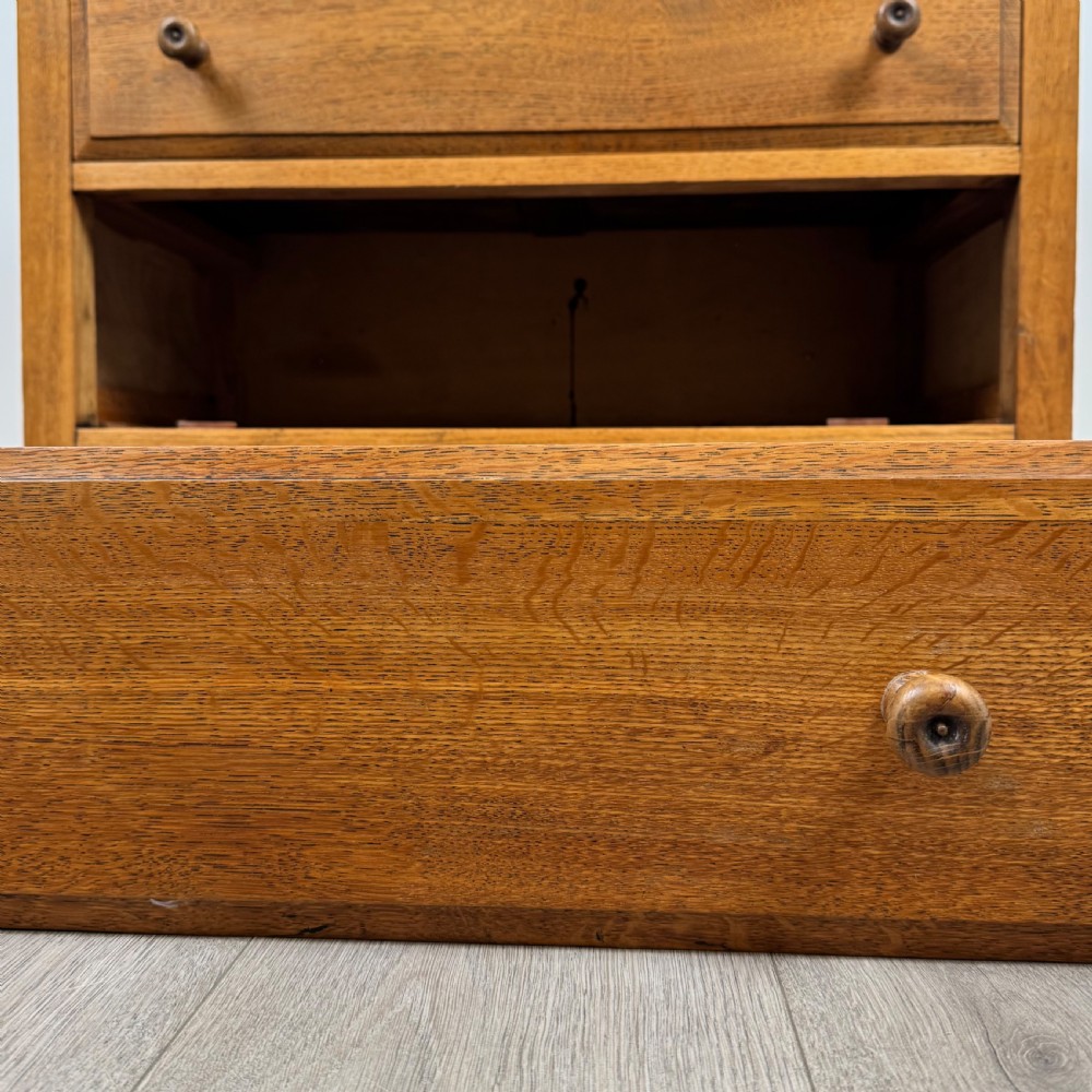 Antique 20th Century Good Quality Low Chest Of Drawers In Oak  View XII