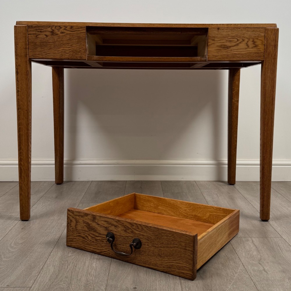  Antique 20th Century Good Quality Golden Oak Writing Table View X