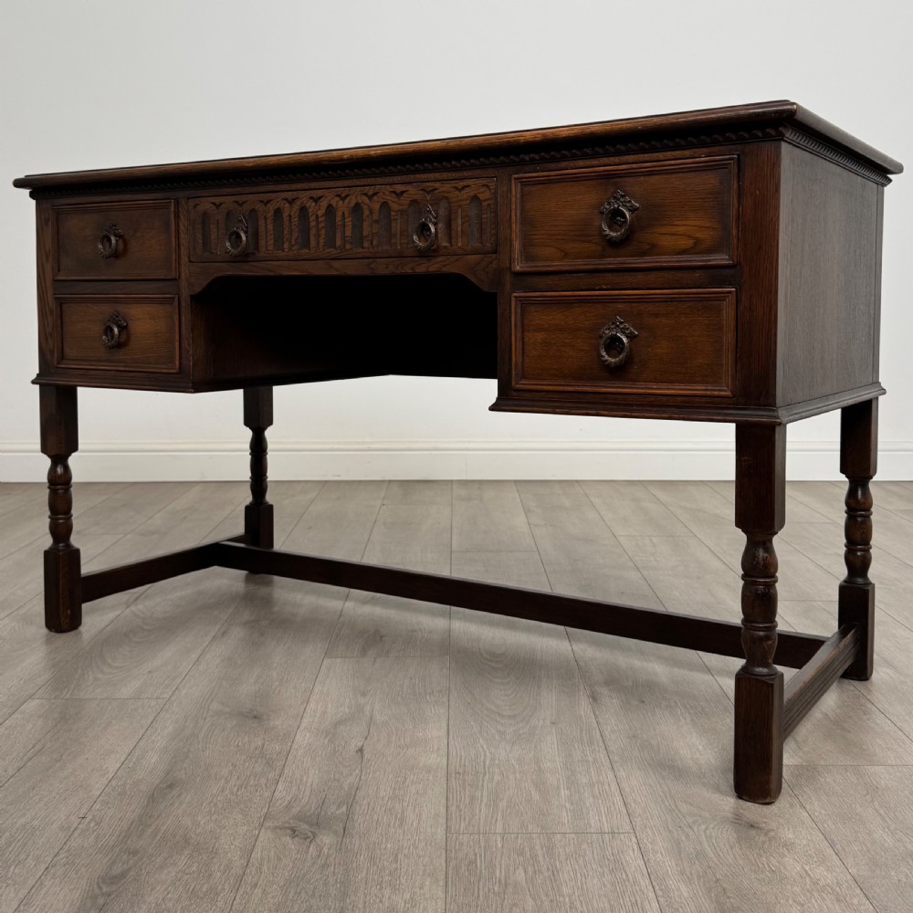Antique 20th Century Good Quality Desk In Oak  View II
