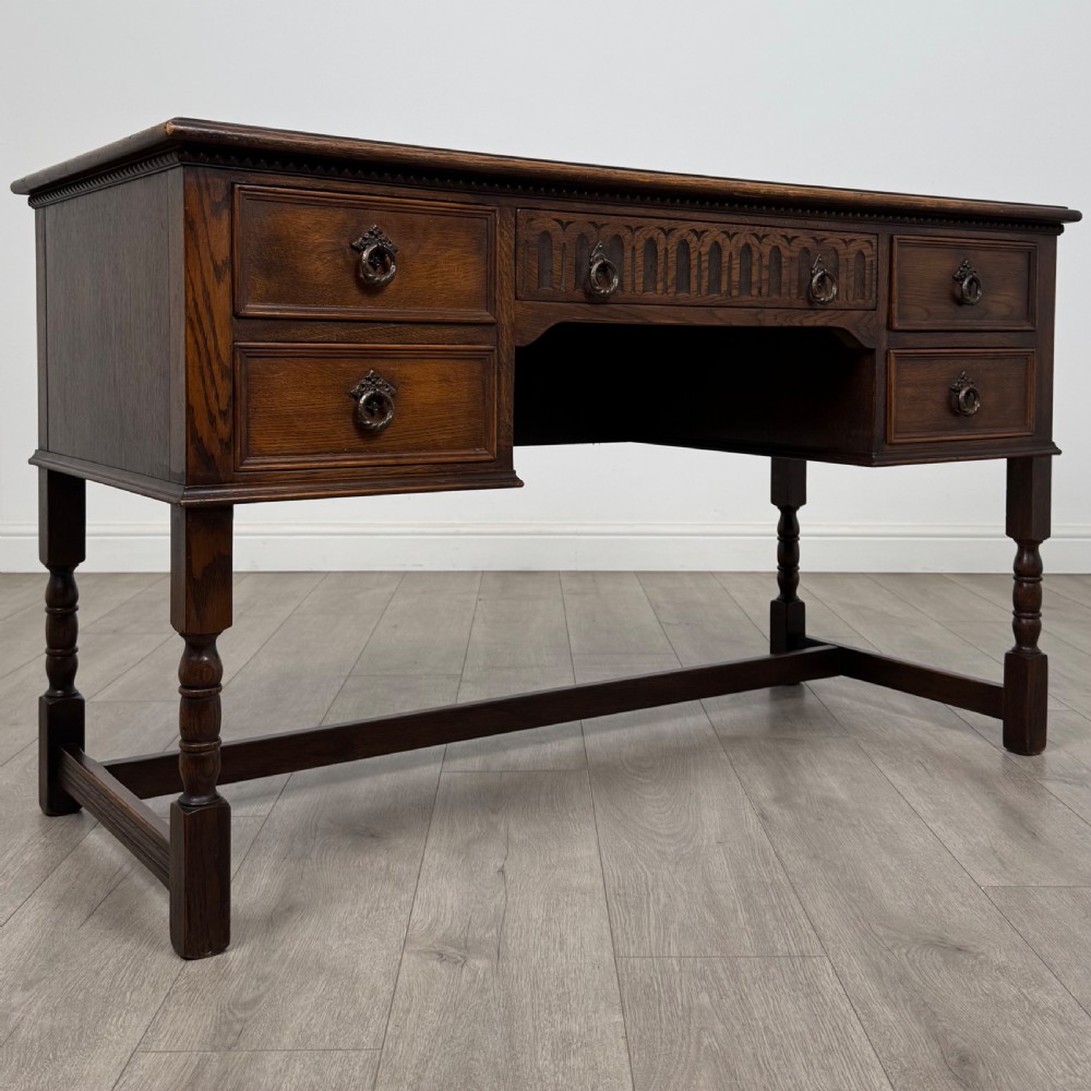 Antique 20th Century Good Quality Desk In Oak  View VIII
