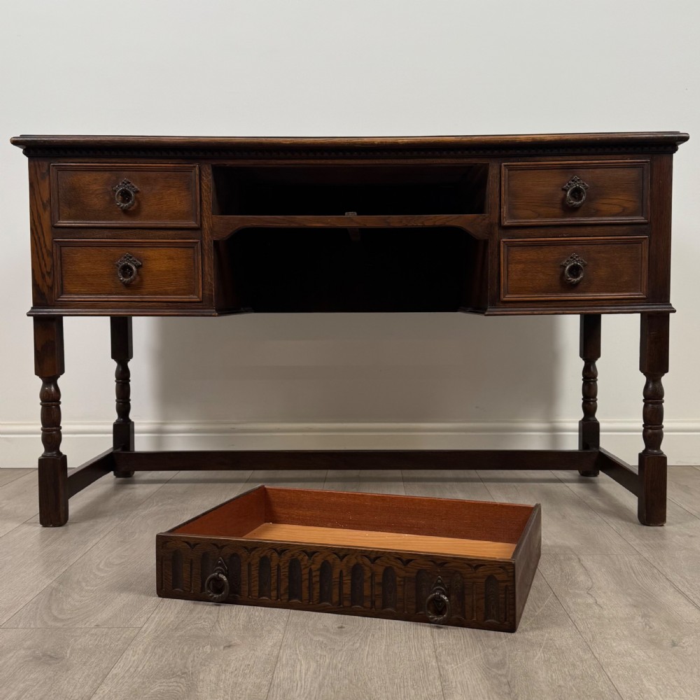 Antique 20th Century Good Quality Desk In Oak  View X