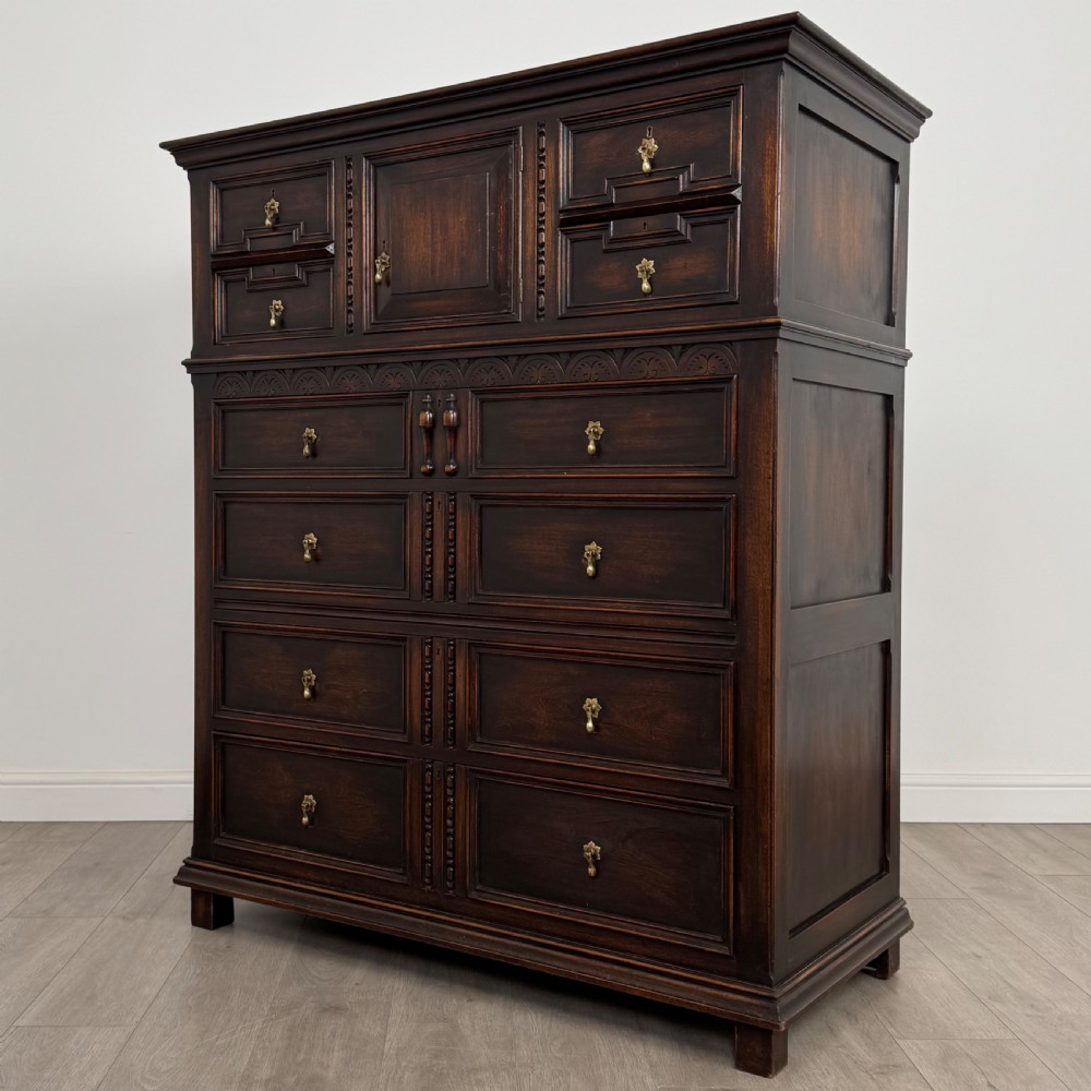 Antique 20th Century Jacobean Style Tall Chest Of Drawers  View III