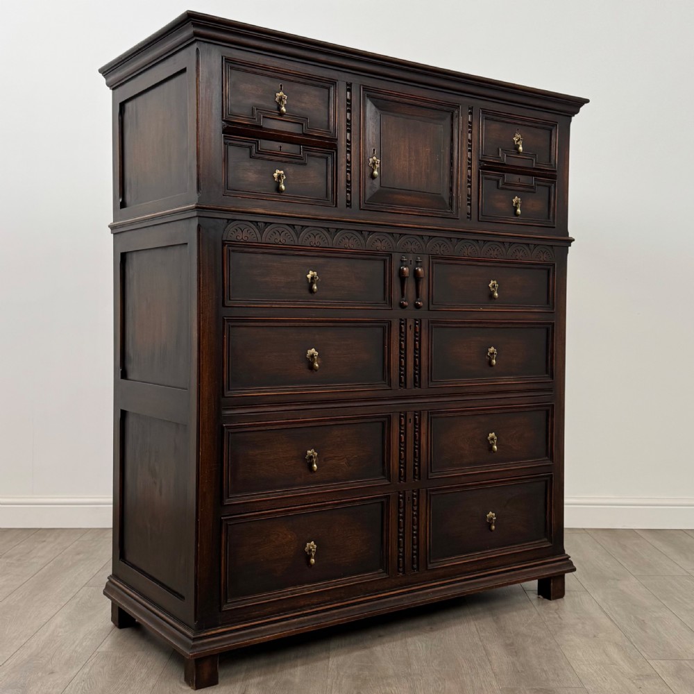 Antique 20th Century Jacobean Style Tall Chest Of Drawers  View IX
