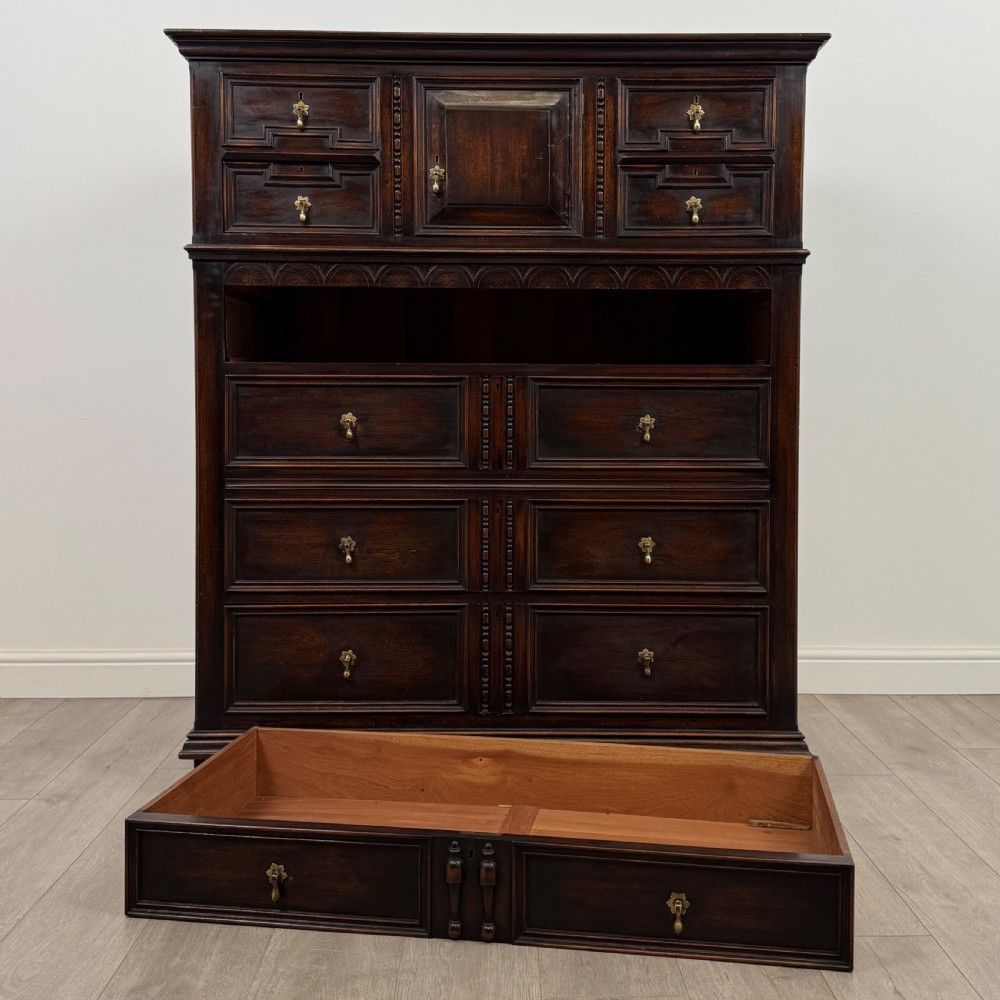 Antique 20th Century Jacobean Style Tall Chest Of Drawers  View X