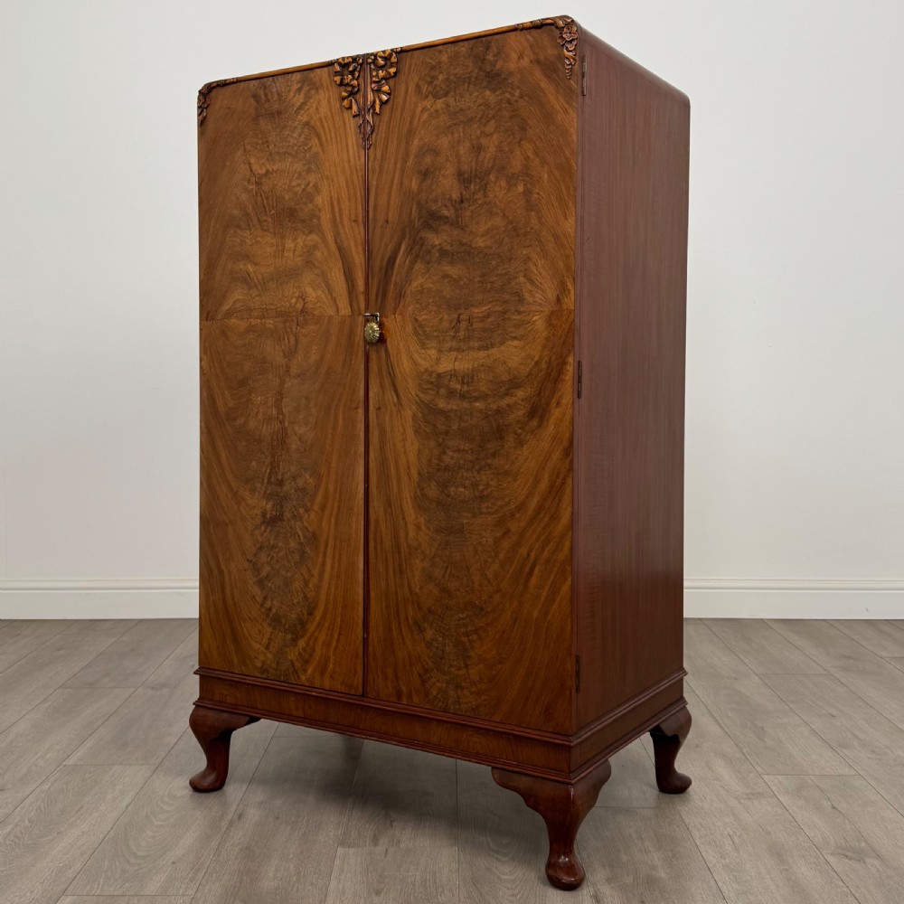 Antique 20th Century Small Burr Walnut Art Deco Cupboard  View III