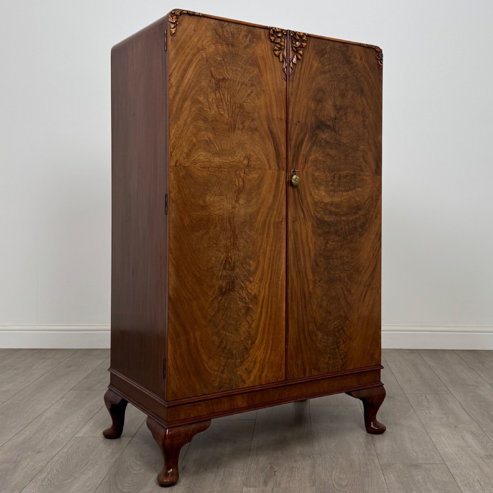 Antique 20th Century Small Burr Walnut Art Deco Cupboard  View IX