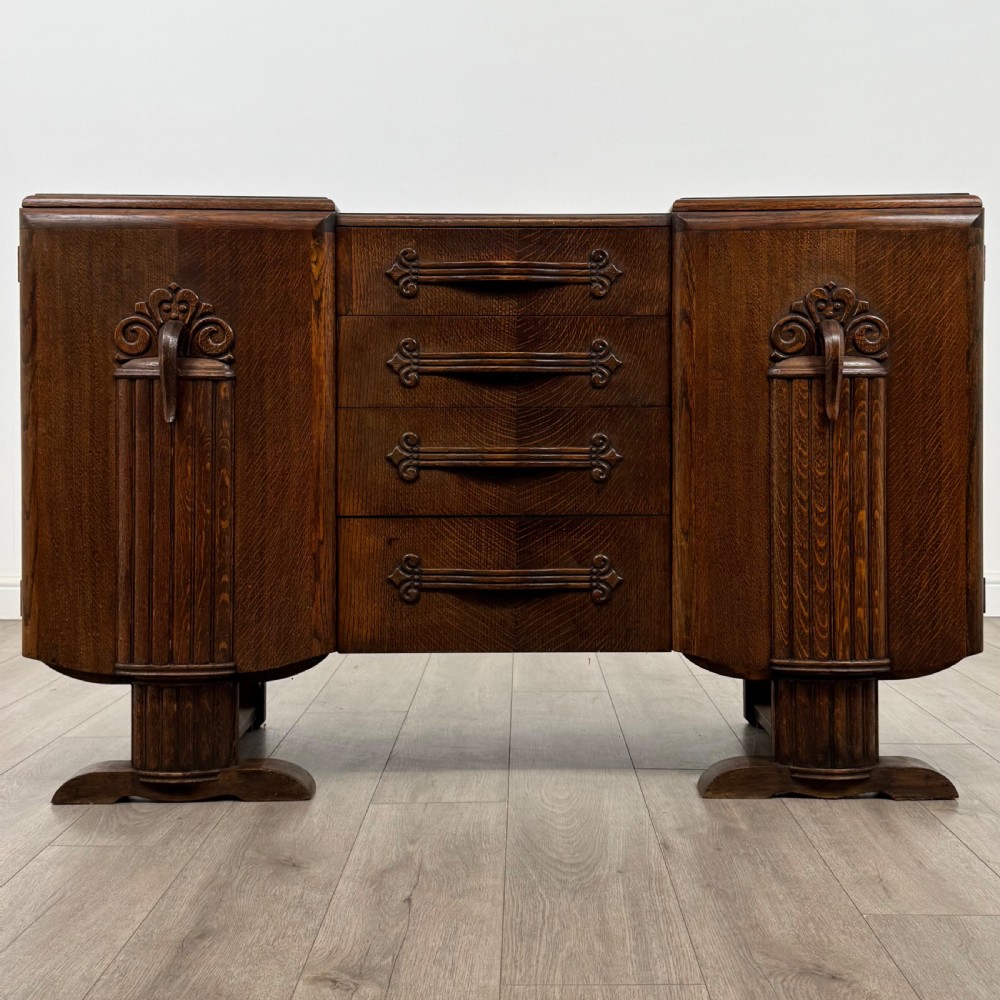 Antique 20th Century Art Deco Style Sideboard In Oak 
